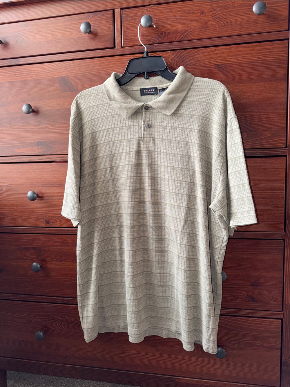 Axcess Men's Vintage Short Sleeve Golf Polo in Light Olive Green Size XL